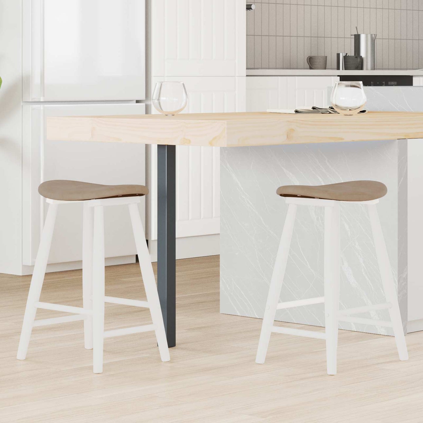 Dining Chairs 2 pcs White 46 x 37 x 63 cm Solid Rubber Wood