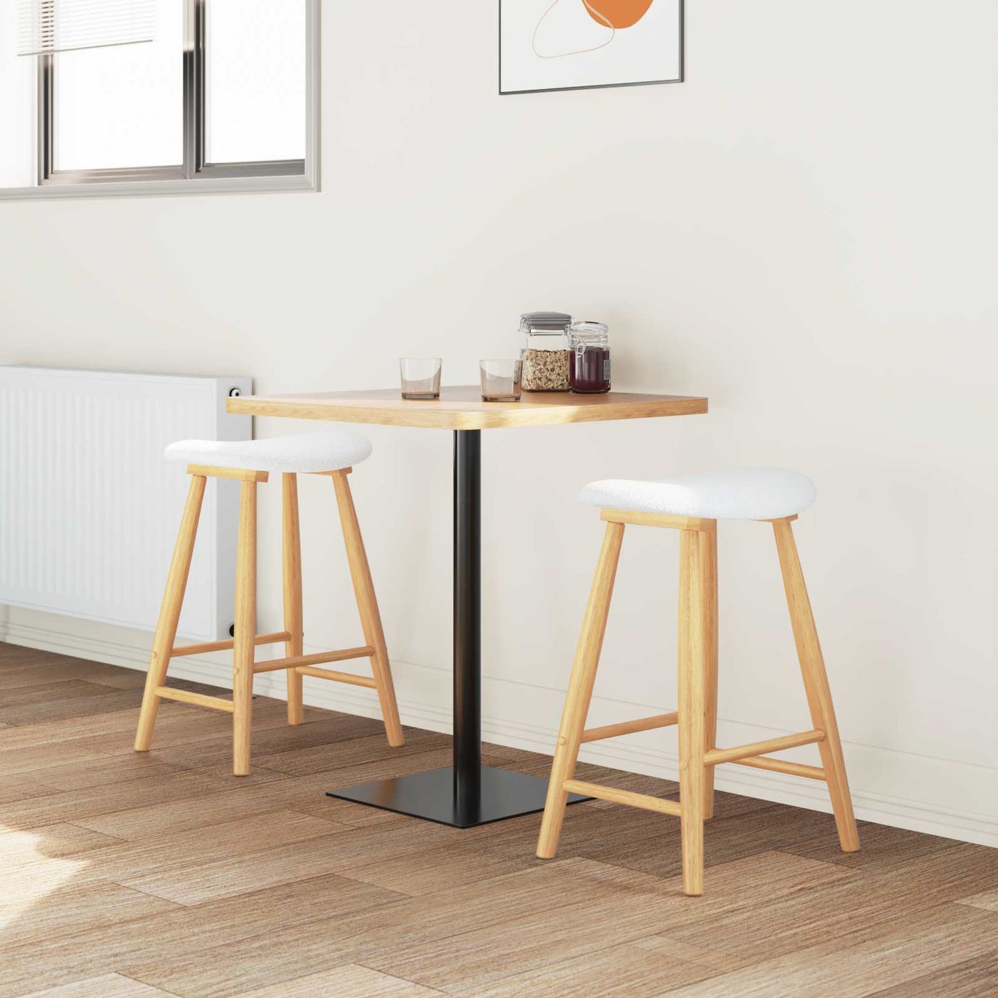 Dining Chairs 2 pcs Natural 46 x 37 x 63 cm Solid Rubber Wood