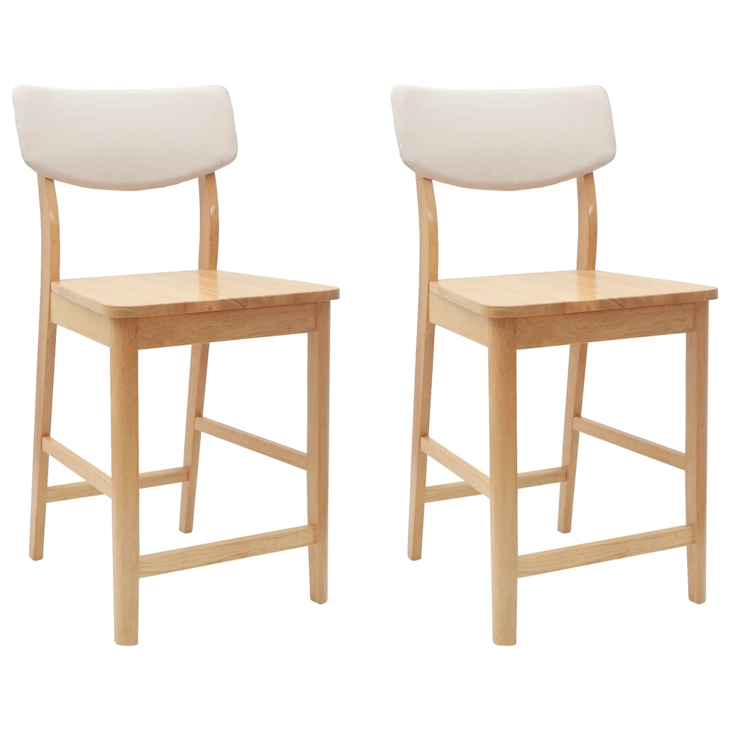 Dining Chairs 2 pcs Natural 48 x 49 x 95 cm Solid Rubber Wood