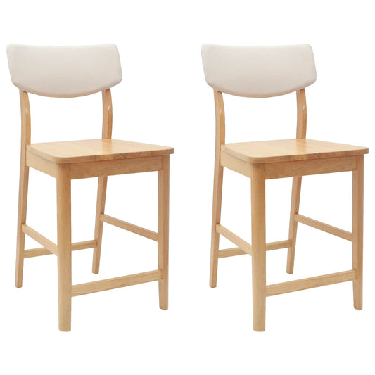 Dining Chairs 2 pcs Natural 48 x 49 x 95 cm Solid Rubber Wood