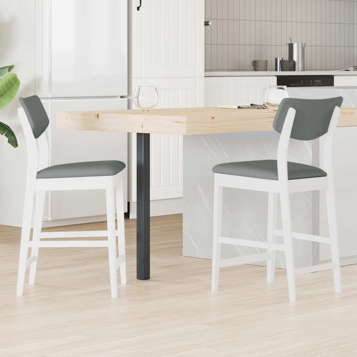 Dining Chairs 2 pcs White 48 x 49 x 95 cm Solid Rubber Wood