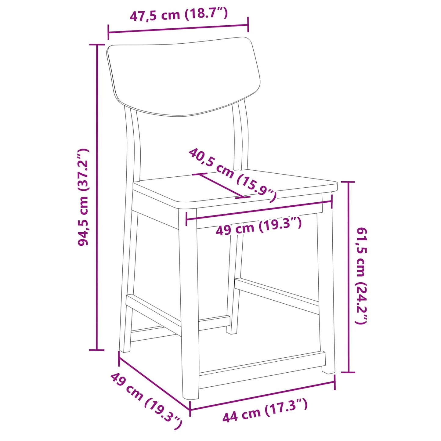 Dining Chairs 2 pcs White 48 x 49 x 95 cm Solid Rubber Wood