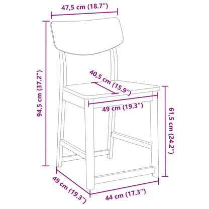 Dining Chairs 2 pcs White 48 x 49 x 95 cm Solid Rubber Wood
