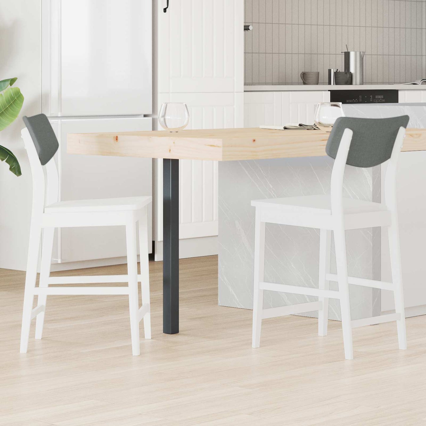 Dining Chairs 2 pcs White 48 x 49 x 95 cm Solid Rubber Wood