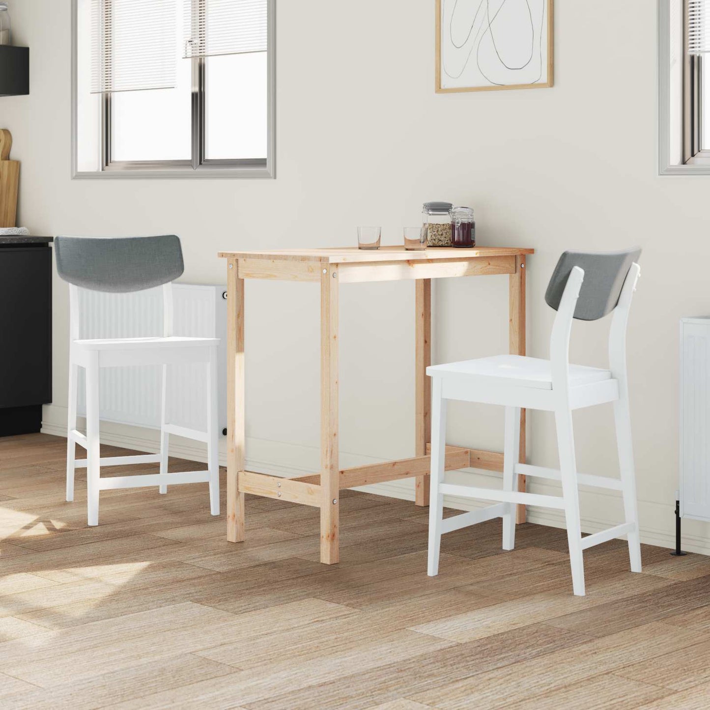 Dining Chairs 2 pcs White 48 x 49 x 95 cm Solid Rubber Wood