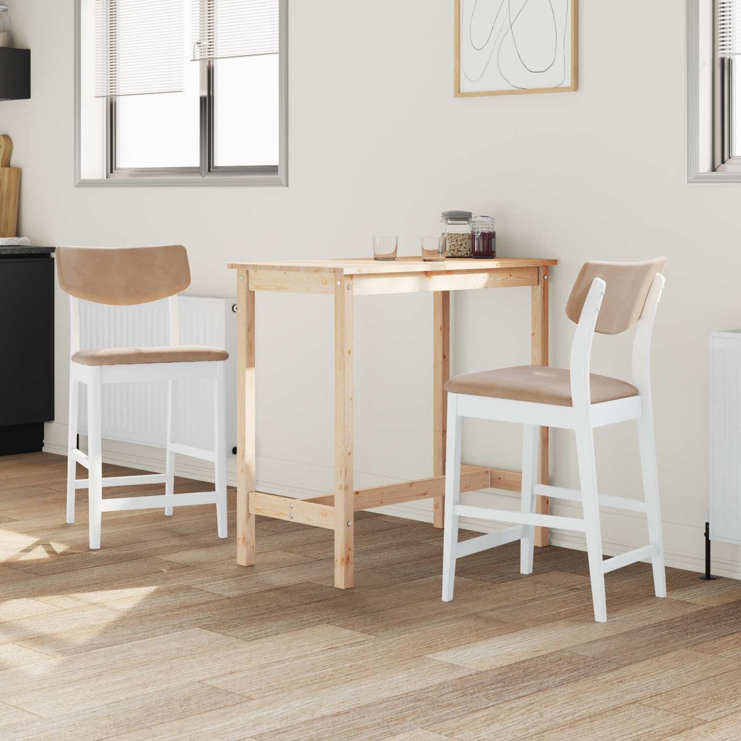 Dining Chairs 2 pcs White 48 x 49 x 95 cm Solid Rubber Wood