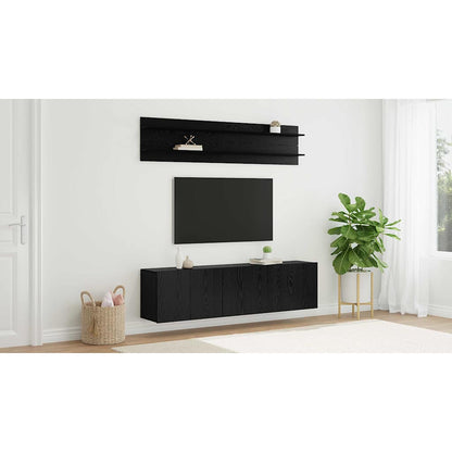 TV Units Wall-mounted 6 pcs Black oak Engineered wood