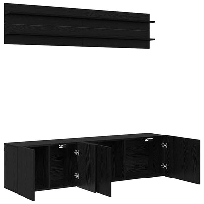 TV Units Wall-mounted 6 pcs Black oak Engineered wood