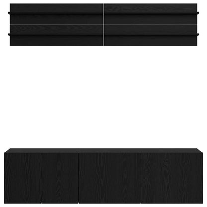 TV Units Wall-mounted 6 pcs Black oak Engineered wood
