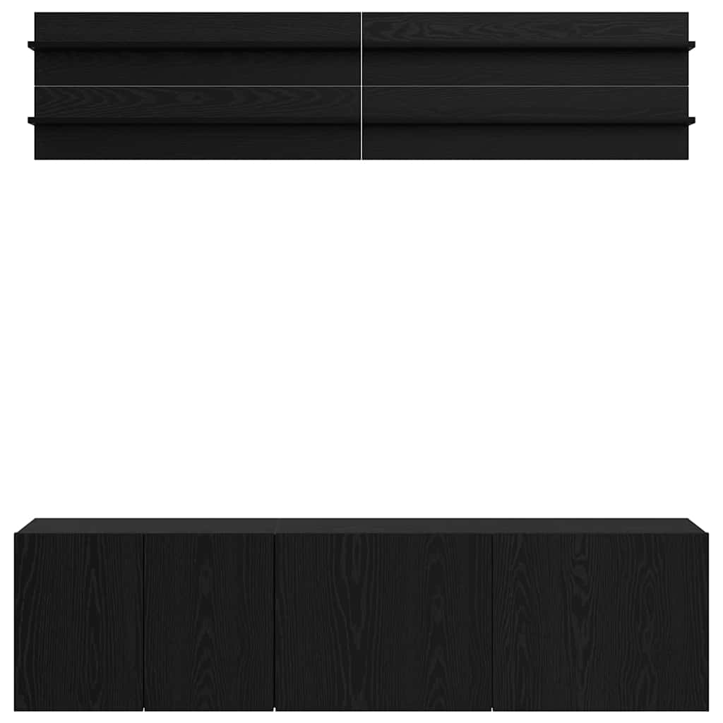 TV Units Wall-mounted 6 pcs Black oak Engineered wood