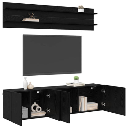 TV Units Wall-mounted 6 pcs Black oak Engineered wood
