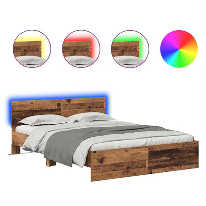 Bed Frame with Headboard Old Wood 135 x 190 cm Engineered Wood