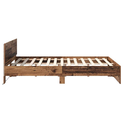 Bed Frame with Headboard Old Wood 135 x 190 cm Engineered Wood
