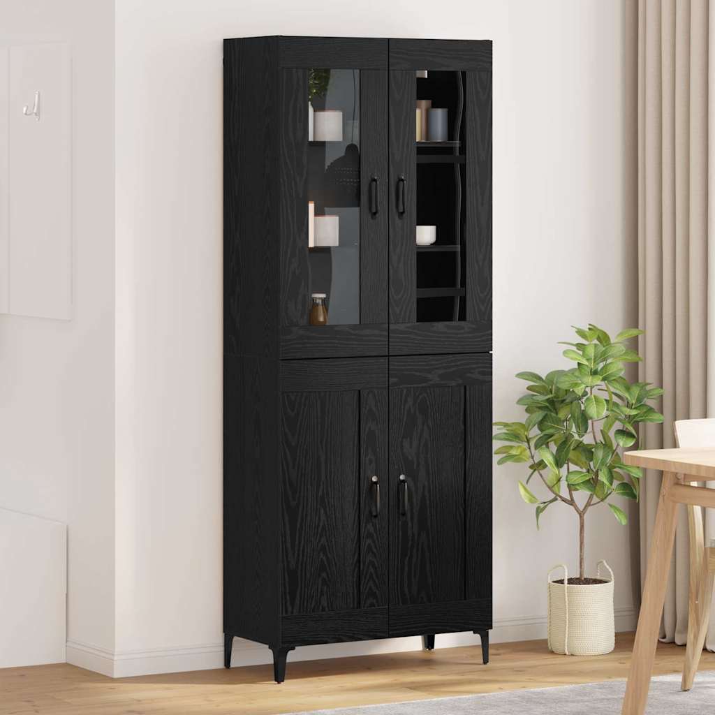 Highboard Black Oak 69.5 x 34 x 180 cm Engineered Wood
