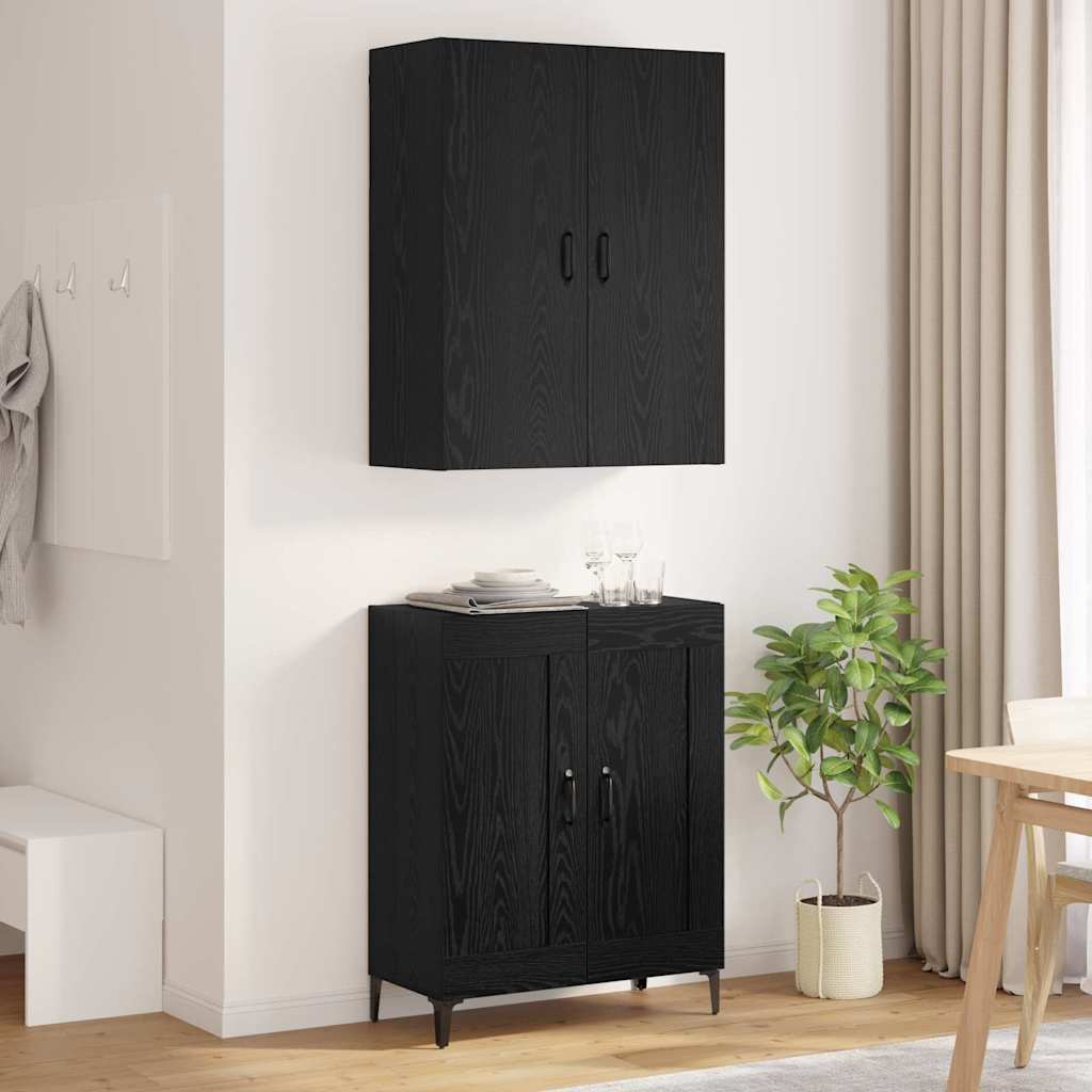 Highboard Black Oak 69.5 x 34 x 180 cm Engineered Wood