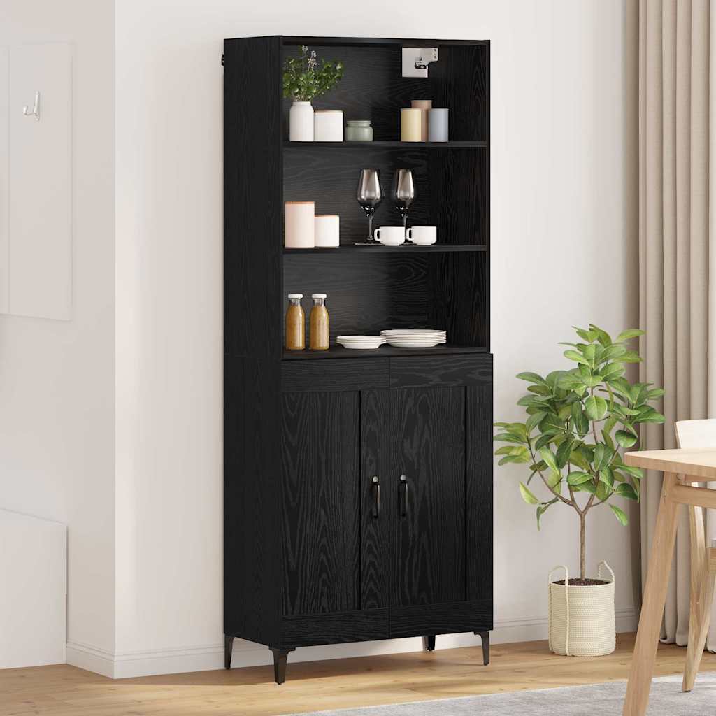 Highboard 2 pcs Black oak 69.5 x 34 x 180 cm Engineered Wood