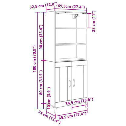 Highboard 2 pcs Black oak 69.5 x 34 x 180 cm Engineered Wood