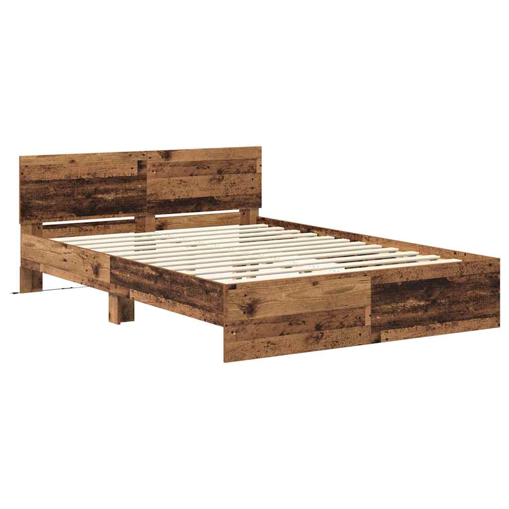 Bed Frame with Headboard Old Wood 120 x 190 cm Engineered Wood