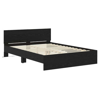 Bed Frame with Headboard Black Oak 120 x 190 cm Engineered Wood