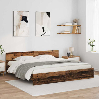 Bed Frame with Headboard Old Wood 180 x 200 cm Engineered Wood