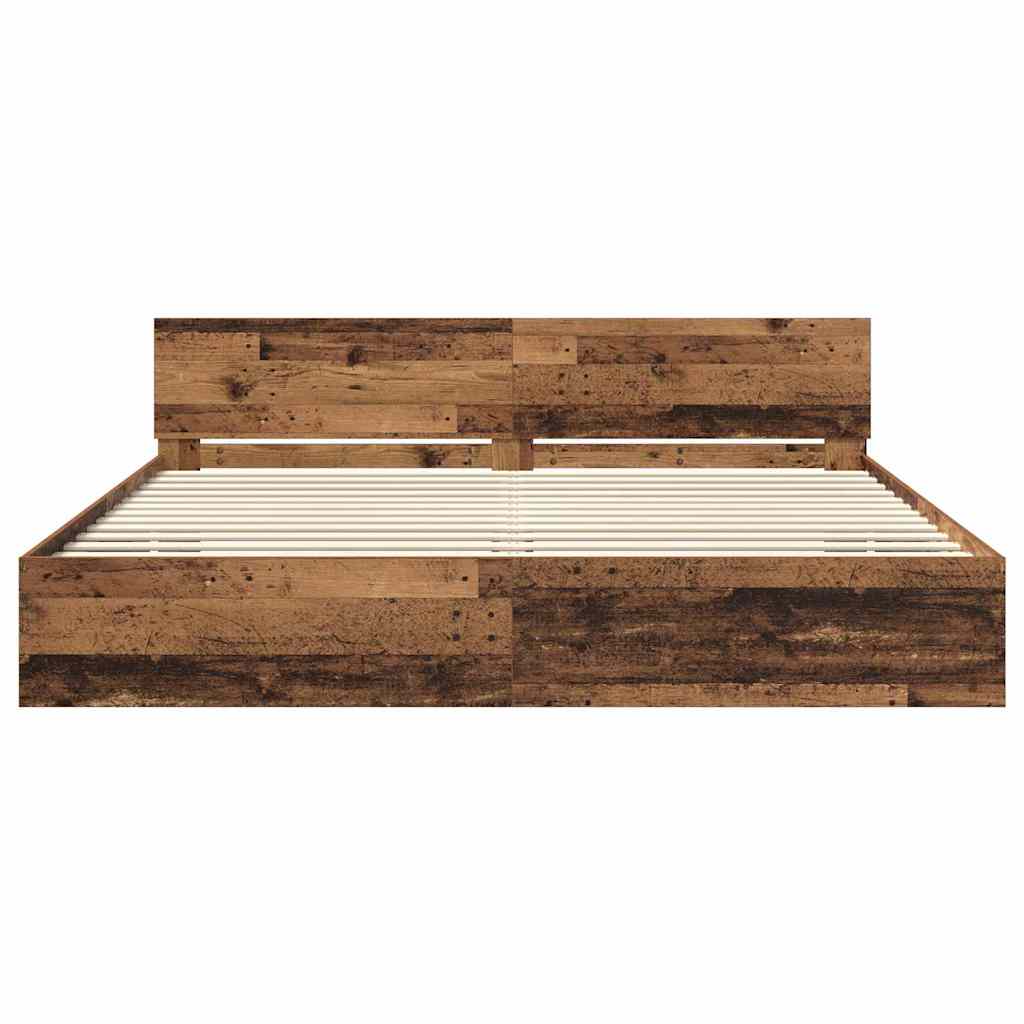 Bed Frame with Headboard Old Wood 180 x 200 cm Engineered Wood