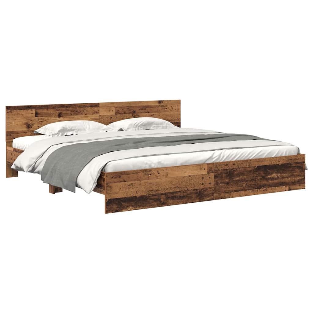 Bed Frame with Headboard Old Wood 180 x 200 cm Engineered Wood