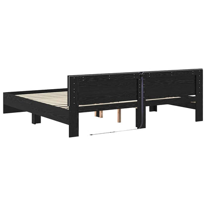 Bed Frame with Headboard Black Oak 180 x 200 cm Engineered Wood