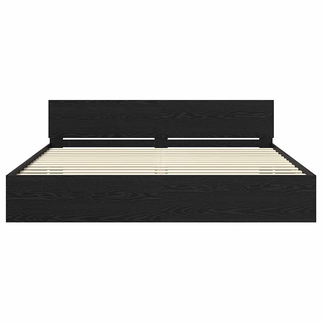 Bed Frame with Headboard Black Oak 180 x 200 cm Engineered Wood