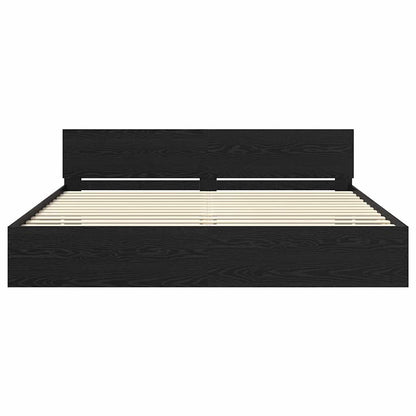 Bed Frame with Headboard Black Oak 180 x 200 cm Engineered Wood