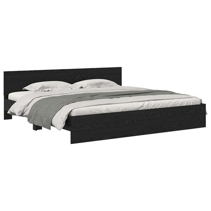 Bed Frame with Headboard Black Oak 180 x 200 cm Engineered Wood