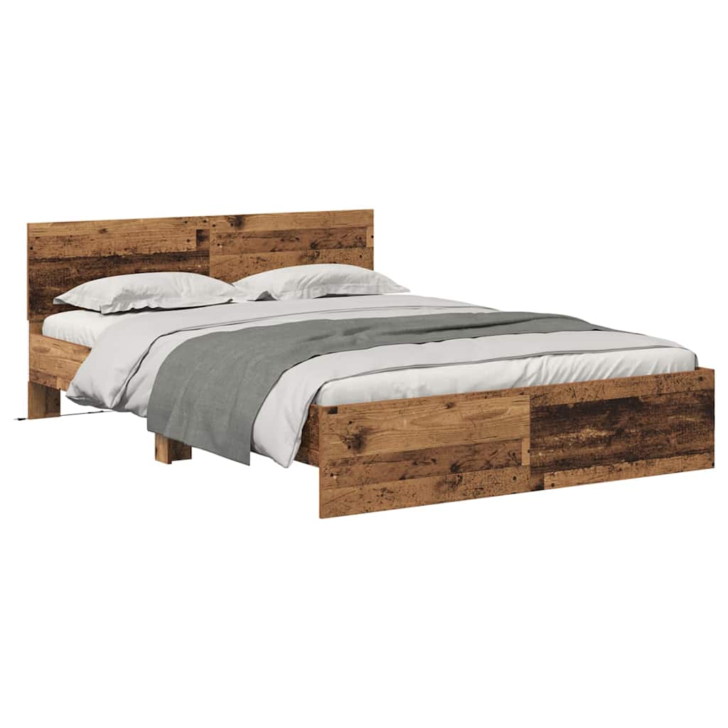 Bed Frame with Headboard Old Wood 140 x 200 cm Engineered Wood