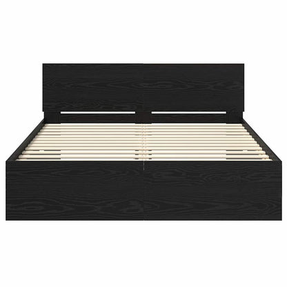 Bed Frame with Headboard Black Oak 140 x 200 cm Engineered Wood