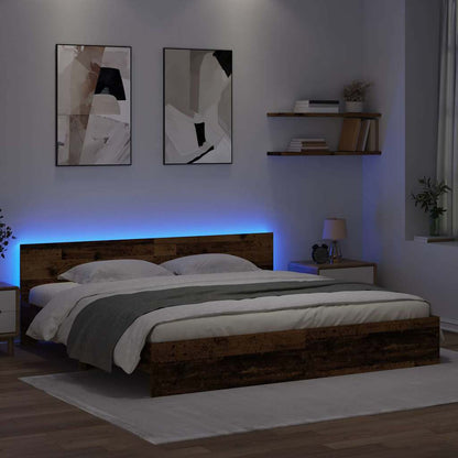 Bed Frame with Headboard Old Wood 200 x 200 cm Engineered Wood