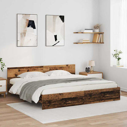 Bed Frame with Headboard Old Wood 200 x 200 cm Engineered Wood