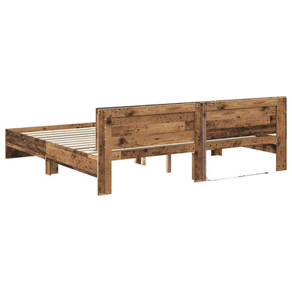 Bed Frame with Headboard Old Wood 200 x 200 cm Engineered Wood