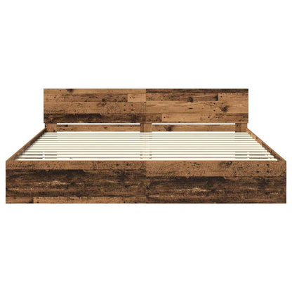Bed Frame with Headboard Old Wood 200 x 200 cm Engineered Wood