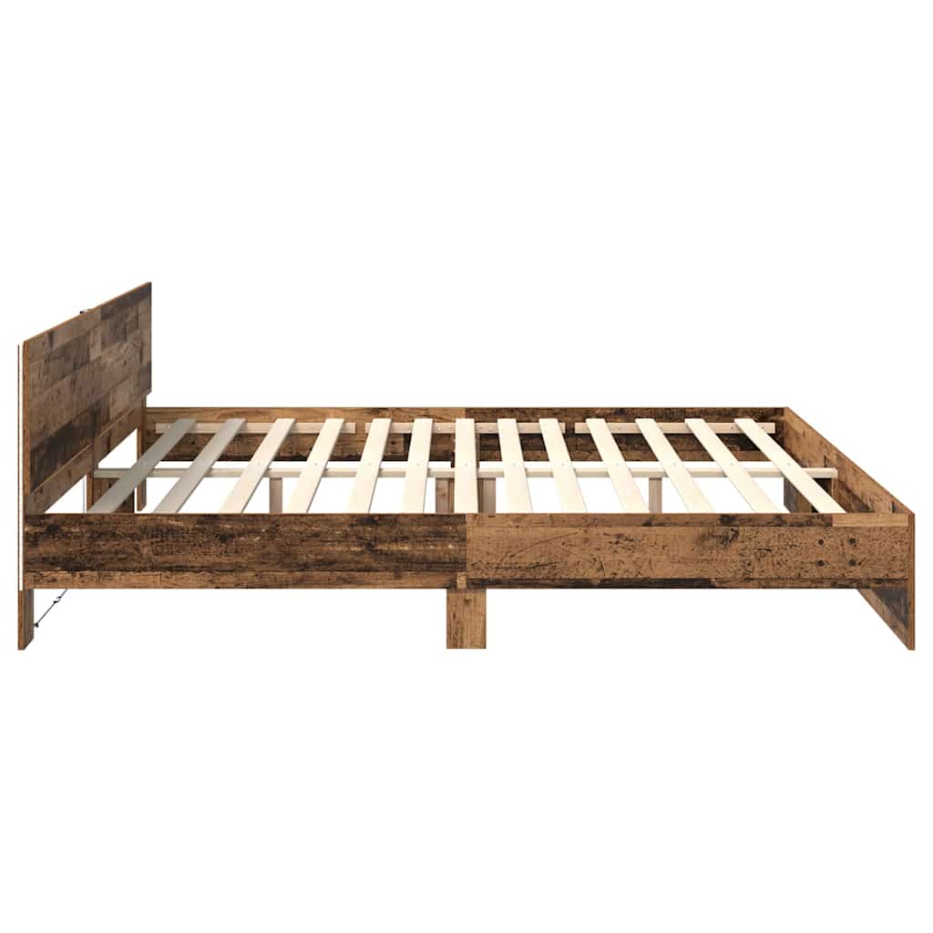 Bed Frame with Headboard Old Wood 200 x 200 cm Engineered Wood