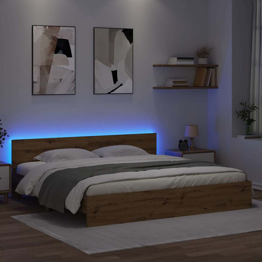 Bed Frame Artisan Oak 200 x 200 cm Engineered Wood