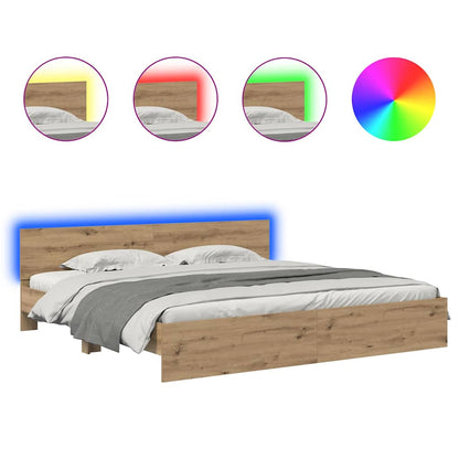 Bed Frame Artisan Oak 200 x 200 cm Engineered Wood