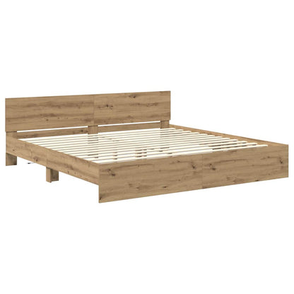 Bed Frame Artisan Oak 200 x 200 cm Engineered Wood