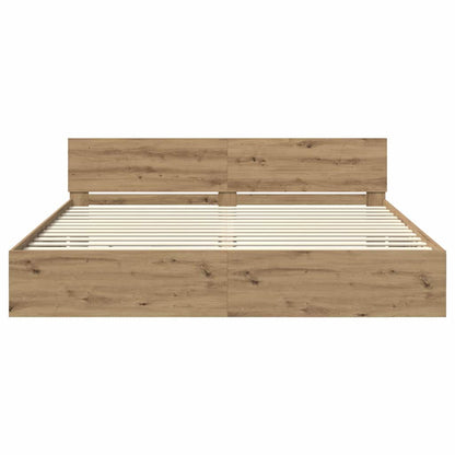Bed Frame Artisan Oak 200 x 200 cm Engineered Wood