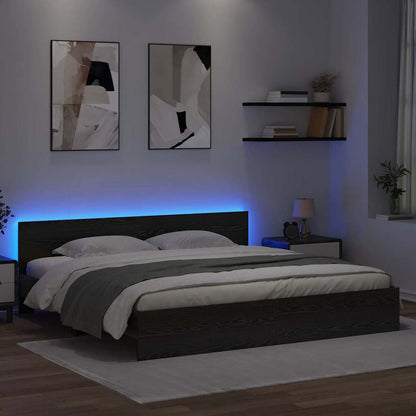 Bed Frame with Headboard Black Oak 200 x 200 cm Engineered Wood