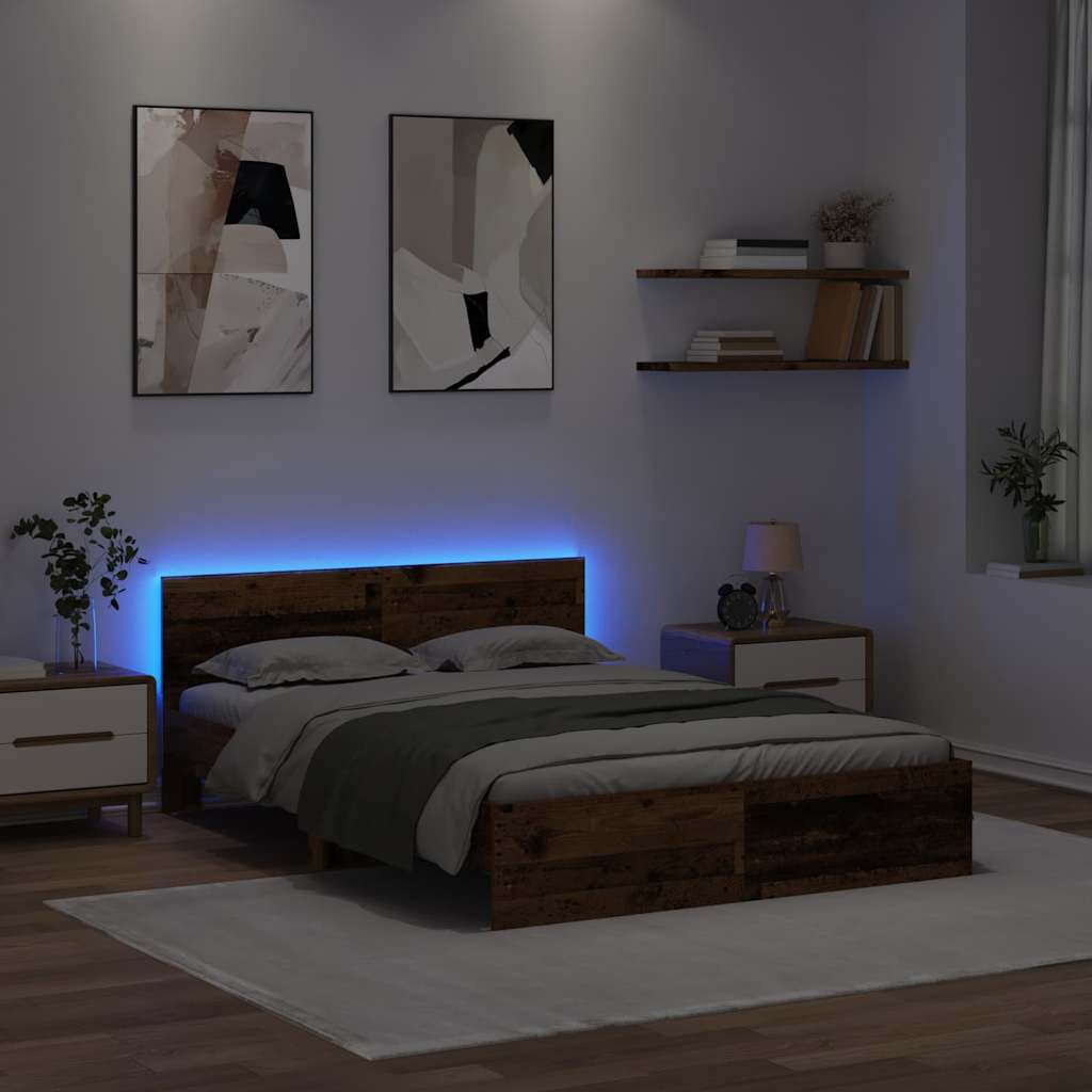 Bed Frame with Headboard Old Wood 150 x 200 cm Engineered Wood
