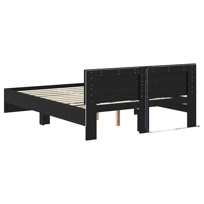 Bed Frame with Headboard Black Oak 150 x 200 cm Engineered Wood