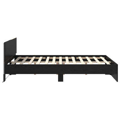 Bed Frame with Headboard Black Oak 150 x 200 cm Engineered Wood