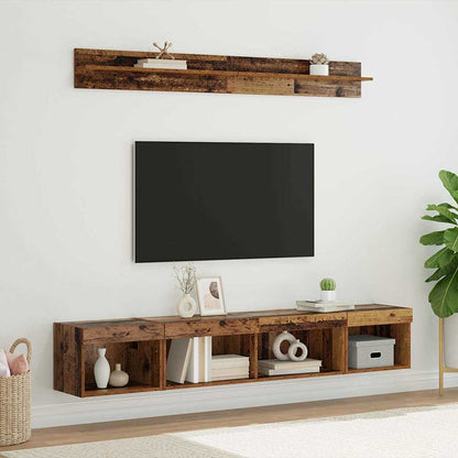 TV Wall Cabinet Set with LED 5 pcs Old Wood Engineered Wood