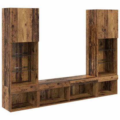 TV Wall Units with LED with LED 5 pcs Old wood Engineered Wood