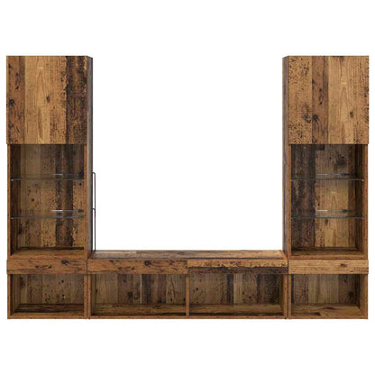 TV Wall Units with LED with LED 5 pcs Old wood Engineered Wood