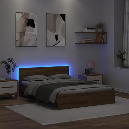 Bed Frame Artisan Oak 160 x 200 cm Engineered Wood