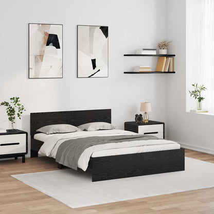 Bed Frame with Headboard Black Oak 160 x 200 cm Engineered Wood